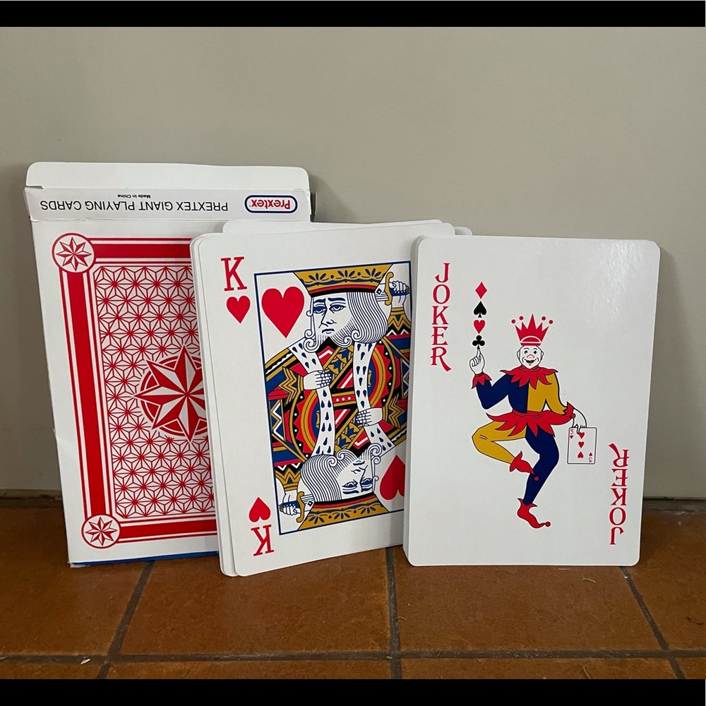 Giant playing cards some used NOT A FULL DECK! About 40 left used for decor!